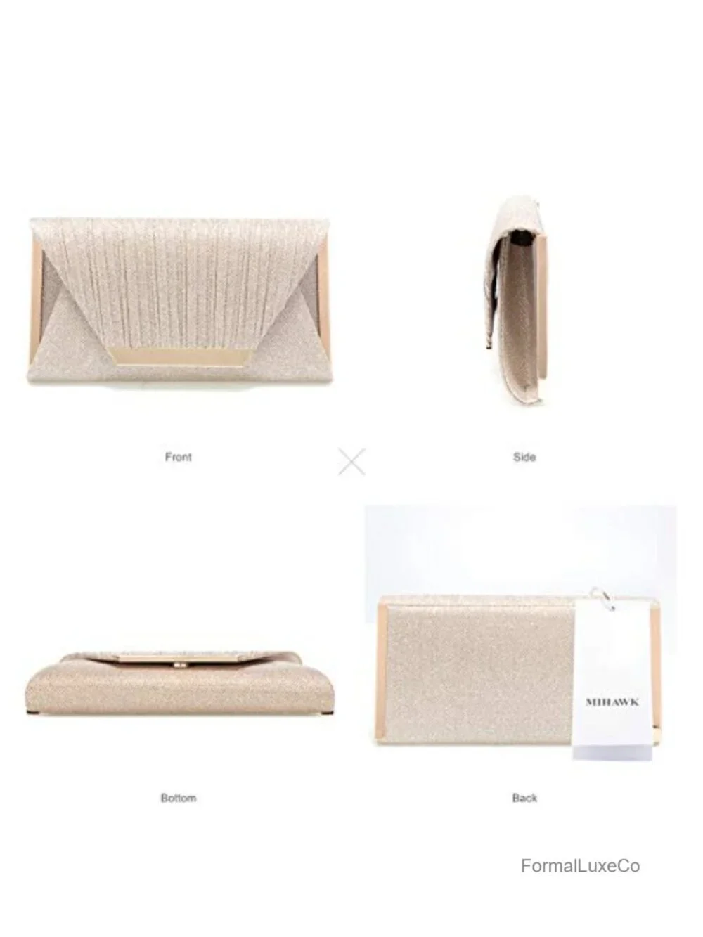 Sparkling Mesh Clutch Purse with Detachable Chain Strap